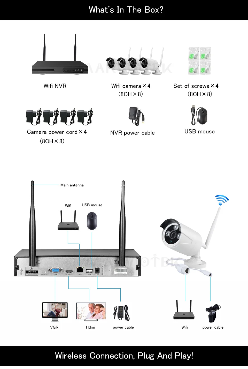 4CH CCTV камера системы Wi Fi уличная беспроводная камера безопасности товары теле и видеонаблюдения P 1080 P ip nvr комплект водонепроница