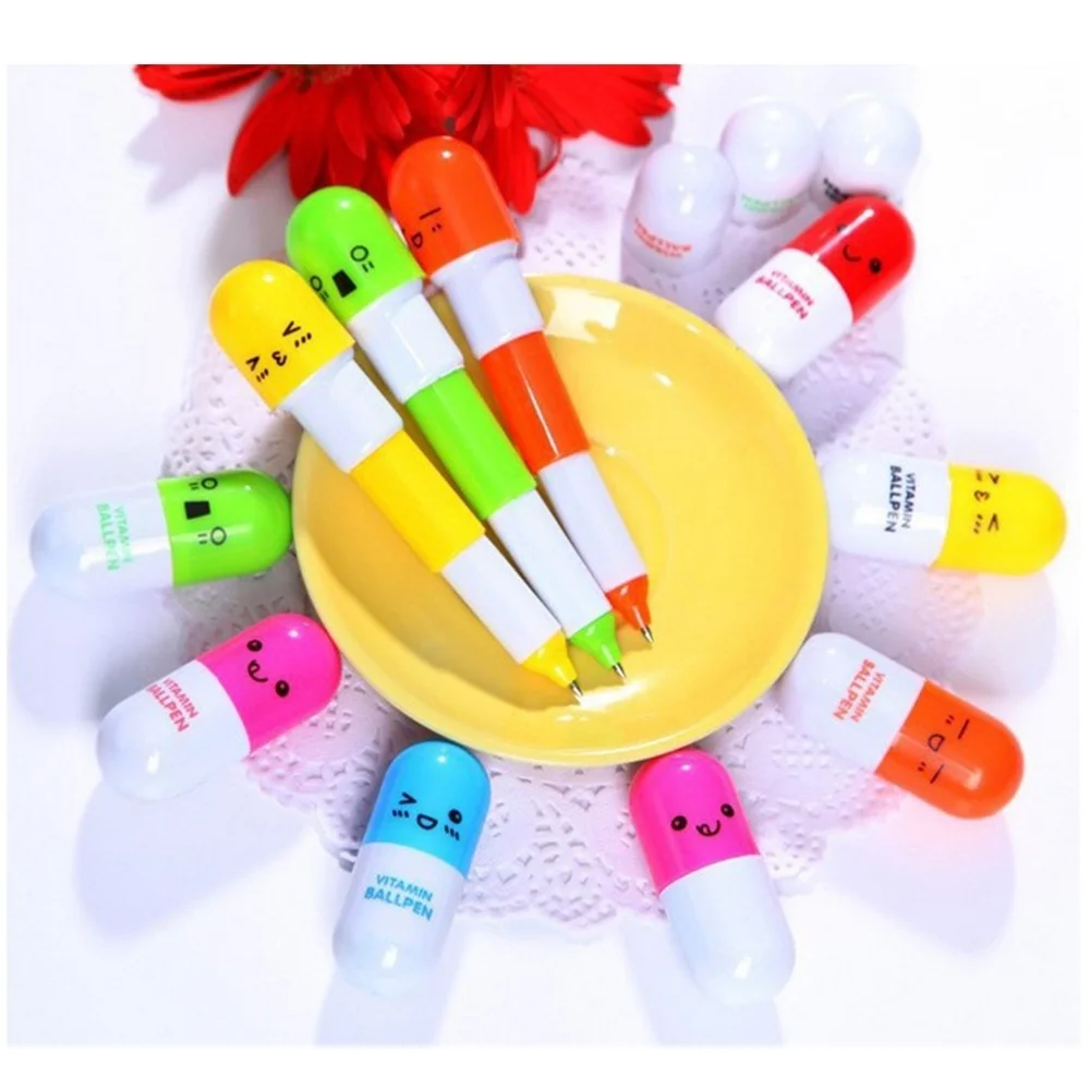 

6pcs Cute Kawaii Capsule Creative Ball Pen Retractable Pen School Writing Supplies Stationery