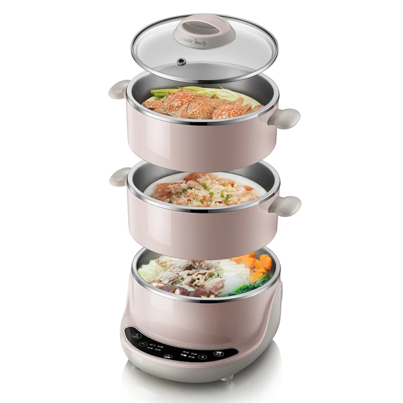 

Multi-function Electric Steamer Smart Cooking Pot Cooking Hot Pot Timing Household Multi-layer High Capacity Stainless Steel