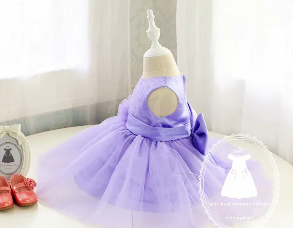 Elegant Flower Girl Dress Lace with Purple Sash tutu Toddler Girl Dress tulle baby Birthday Dress