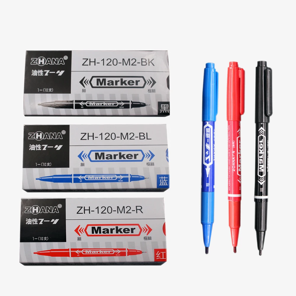 

10PCS Marker Pens Skin Marker Scribe Tool Good Waterproof Ink Thin Crude Nib Twin Tip Large Capacity Office Tattoo Supplies