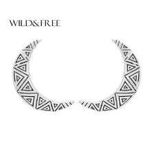 Серьги-гвоздики в богемном стиле из сплава Полумесяца для женщин, в этническом стиле, простые геометрические серьги-гвоздики в форме Луны, ювелирный подарок