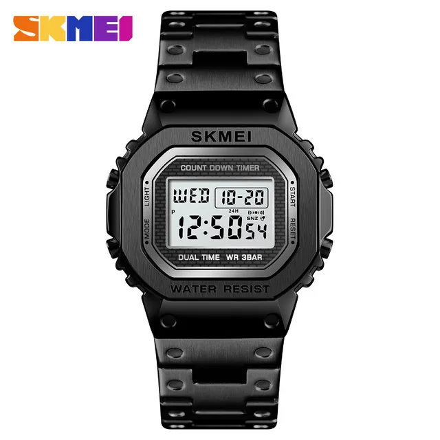 SKMEI спортивные часы электронные мужские часы лучший бренд класса люкс военный водонепроницаемый светодиодный цифровые часы мужские часы Relogio Masculino - Цвет: Черный