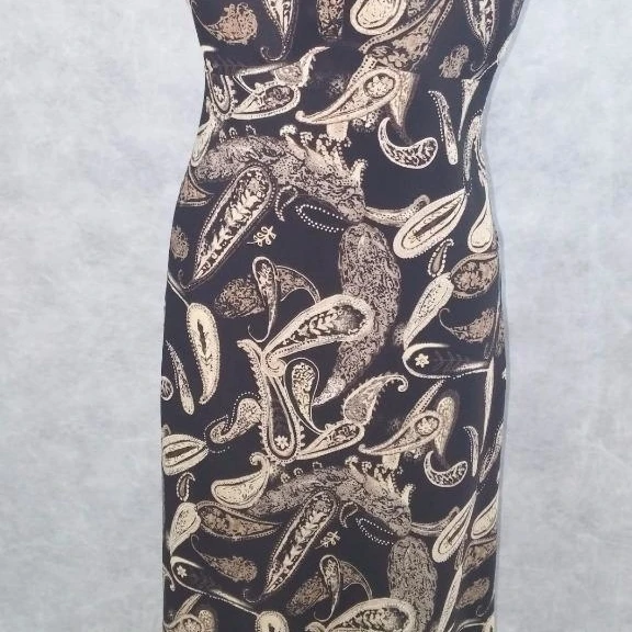 Express dress size 7/8 black brown paisley print spaghetti strap 100% polyester (2)