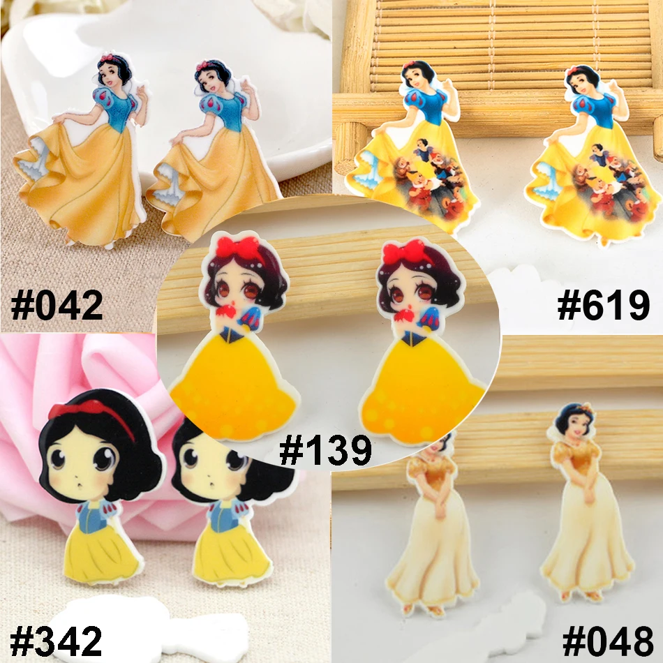 

50pcs Mixed 5 Styles Princess Flatback Resin Kawaii Cartoon Character Planar Resin Craft for DIY Home Decoration Accessories