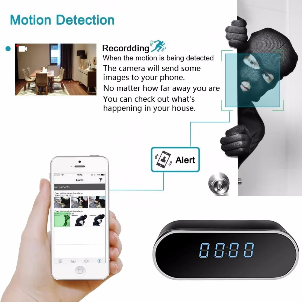 Микро Wifi IP камера HD 1080P Часы Мини видеокамера беспроводной видео рекордер безопасности цифровая камера Датчик обнаружения движения скрытый
