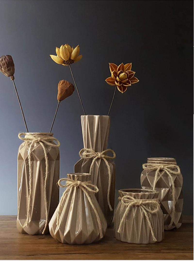 Модные вазы оригами, Керамическая Настольная Ваза, украшение дома, ваза в европейском стиле, сушеная ваза для цветов, домашнее свадебное украшение