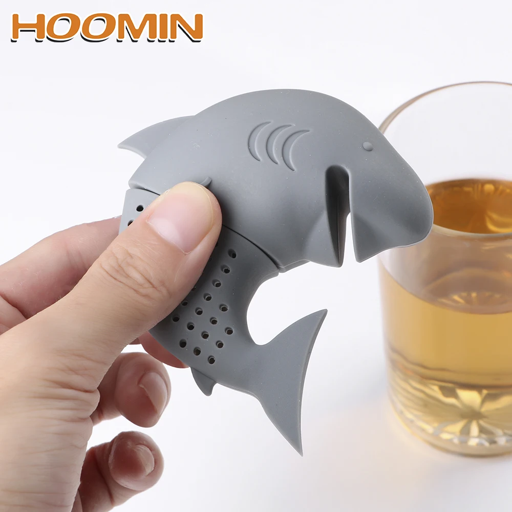 

HOOMIN American Shark Shape Silicone Tea Strainer Filter Cute Tea Infuser Teaware Tea Accessories Empty Tea Bags Kitchen Tools