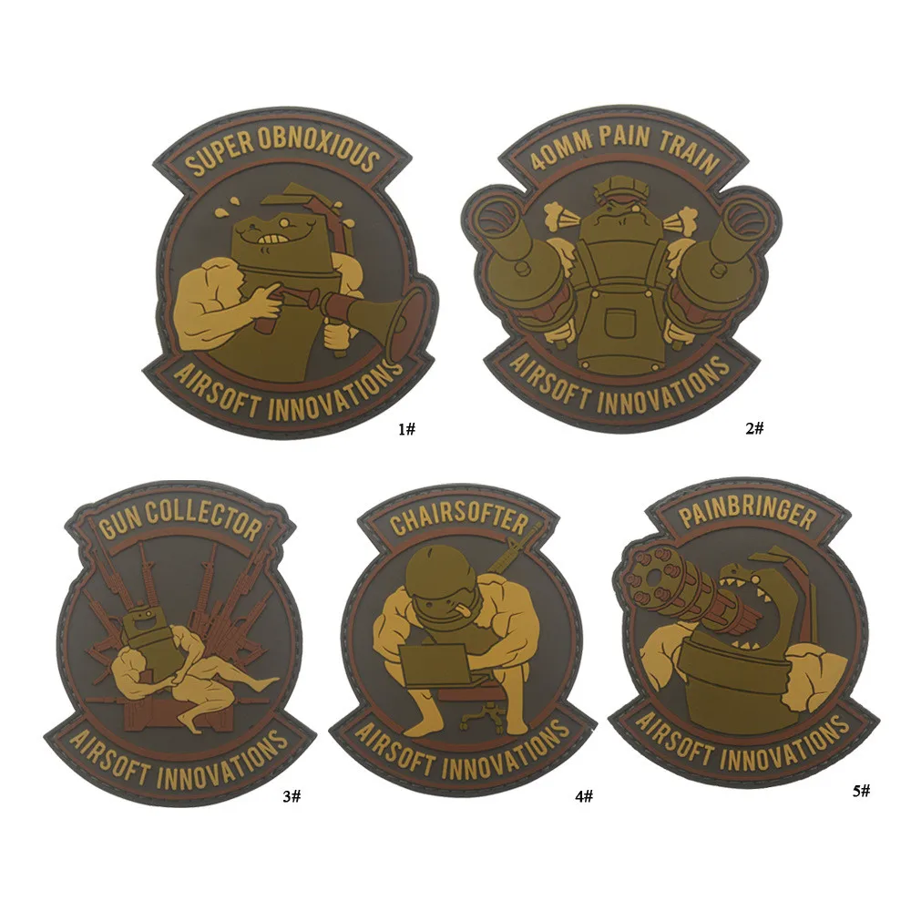 

Airsoft Innovations Military PVC Patch Rubber Badges Gun Collector Patch Tactical Stickers for Clothes Back with Hook 7*9CM