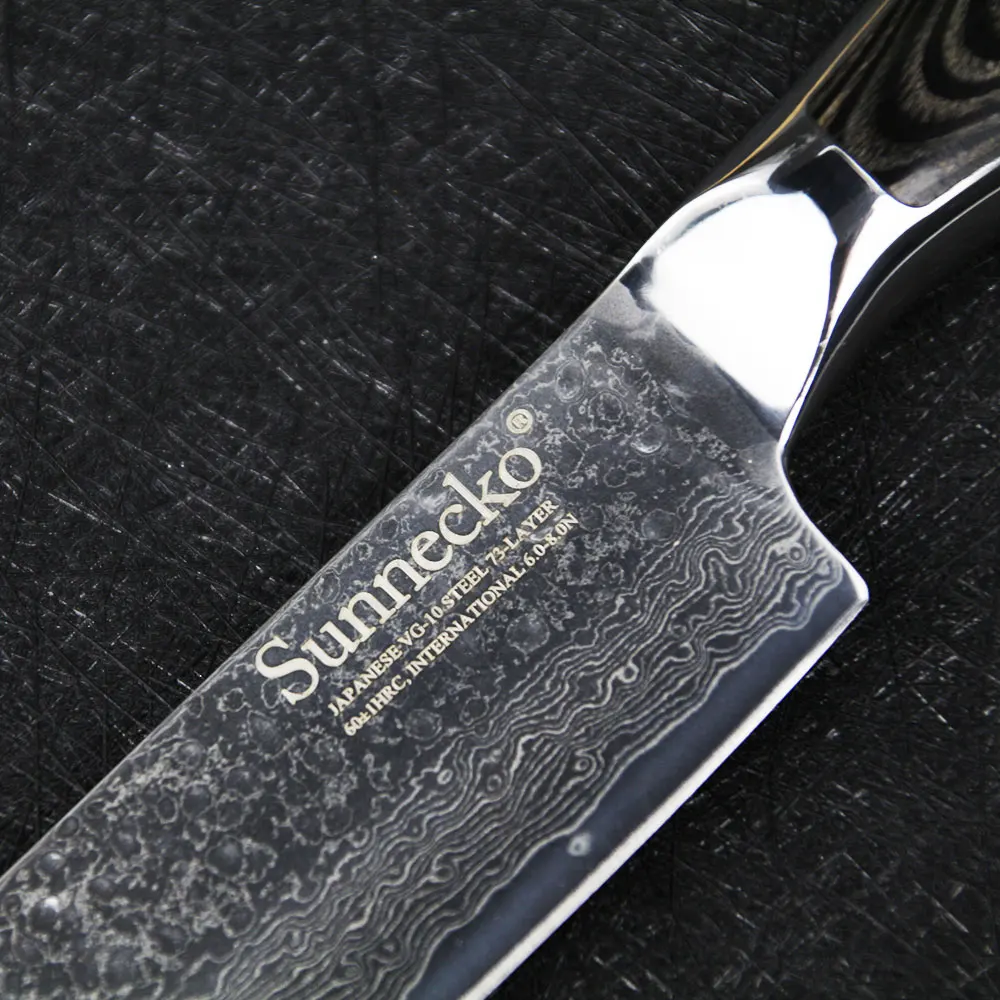 SUNNECKO 5 дюймов Santoku Ножи 73 слоев Дамаск Сталь японский VG10 острое лезвие для резки