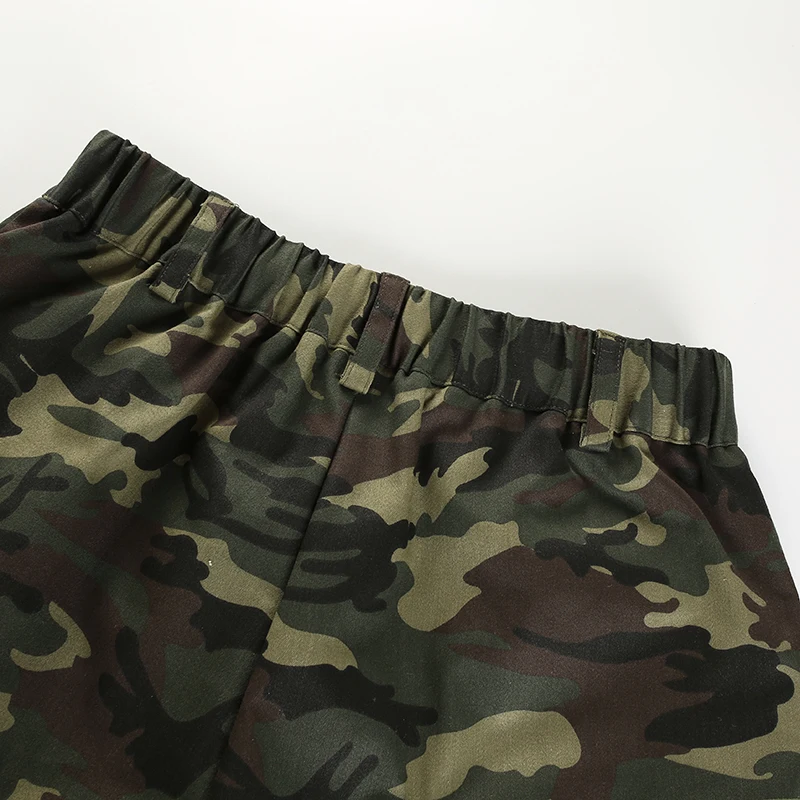 12Sweetown Elastic High Waisted Camo Shorts For Women Army Camouflage Cotton Womens Shorts Summer Short Femme Ete 2018 Streetwear
