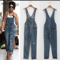 Casual Overalls Jeans Women Loose Plus Size Bib Pant Women Hole Pocket Button Streetwear Jeans Blue Classic Overalls Office Lady Casual Overalls Jeans Women Loose Plus Size Bib Pant Women Hole Pocket Button Streetwear Jeans Blue Classic Overalls Office Lady