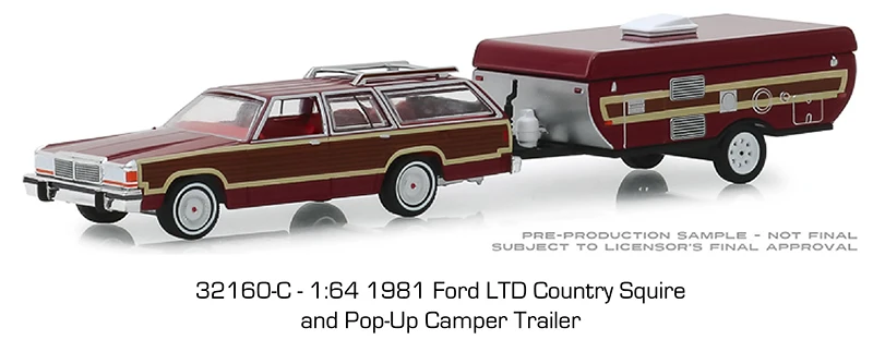 Зеленый светильник 1: 64 1981 Ford LTD кантри Сквайр всплывающий Кемпер игрушечный автомобиль игрушки для детей литая под давлением модель автомобиля подарок на день рождения