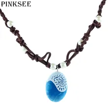 Permanente PINKSEE 1 PC Natural Pedra Redonda Forma Pendant Colares Oceano Romance Clássico Jóias Presentes