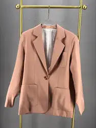 2019 новые женские высокого качества Модные с длинными рукавами однотонный лацкан большой карман костюм куртка 0622