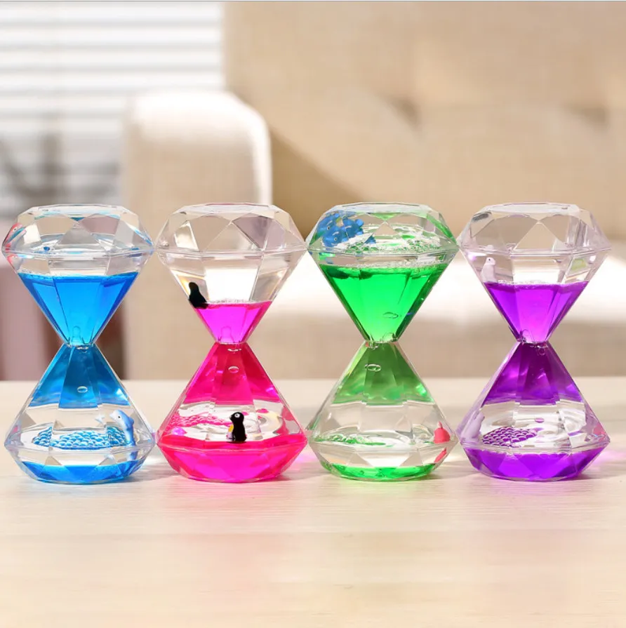 

Creative Double Color Floating Liquid Oil Acrylic Hourglass Liquid Visual Movement Hourglass Timer Home Decoration Gift Decor