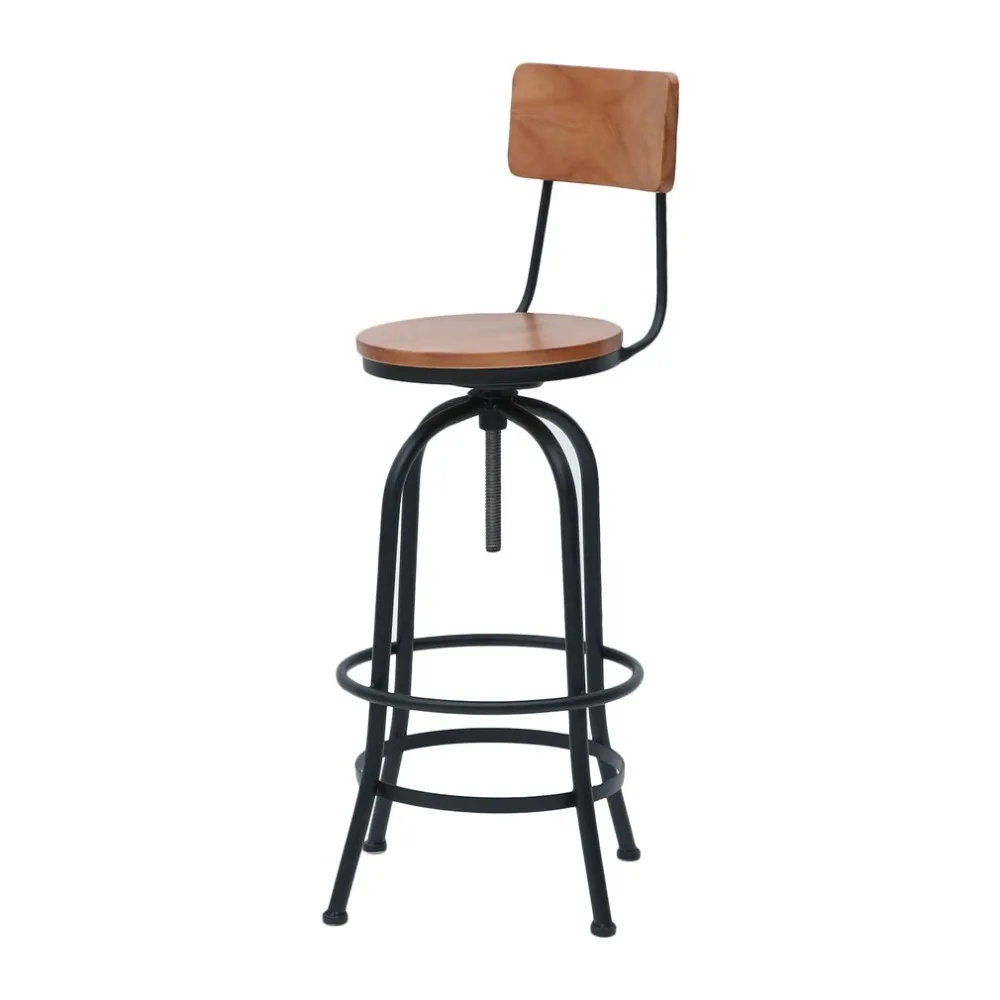 

High Back Bar Stool Vintage Pub Cafe Chair Rotating Round Stool Universal Metal Chair Adjustable Height Swivel Barstool