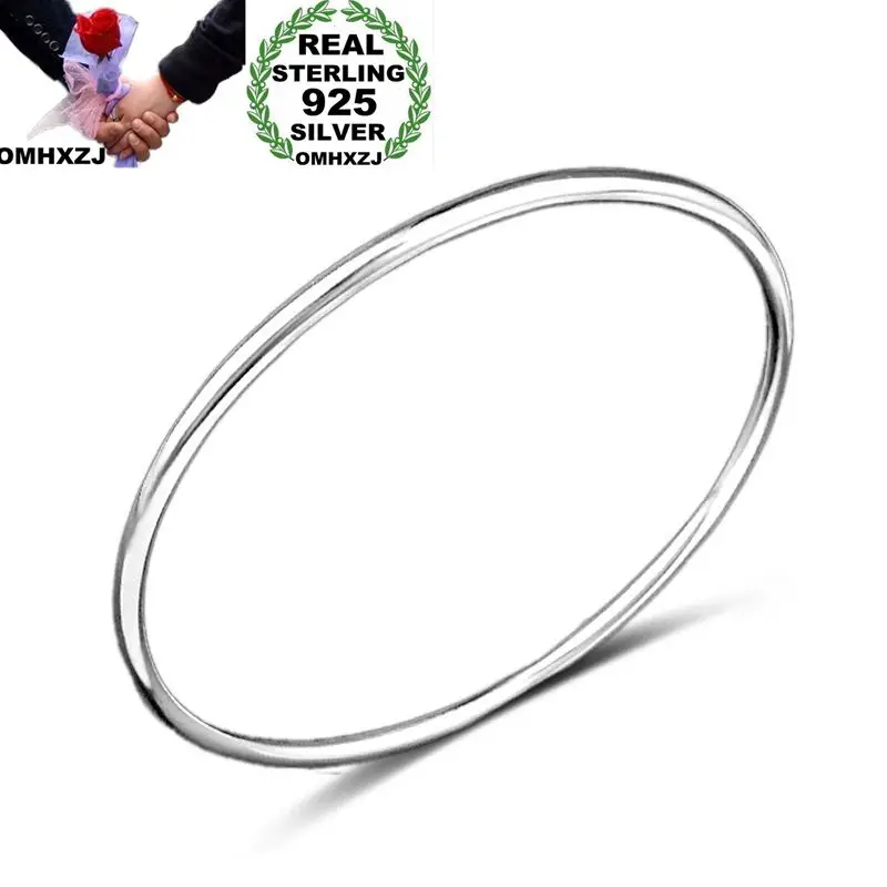 OMHXZJ Wholesale Personality Fashion OL Woman Girl Party Gift Silver Simple Thin 925 Sterling Cuff Bangle Bracelet BR151 | Украшения и