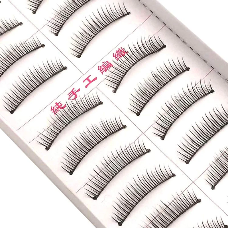 10 pairs of pure handmade false eyelash cotton stalk natural beauty simulation grafting thick eye tail elongated eyelashes #06 (2)