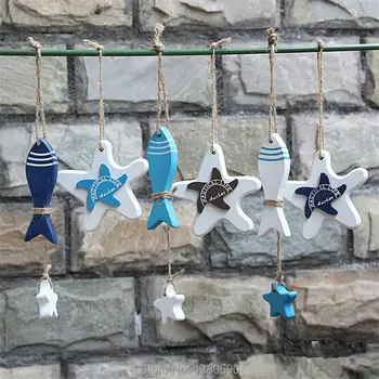 

6pc/L MIX Hand Made Wooden Starfish Christmas Decoration Wood Heart Small Bell Hanging Room Decor Christmas Tree Ornament Decor