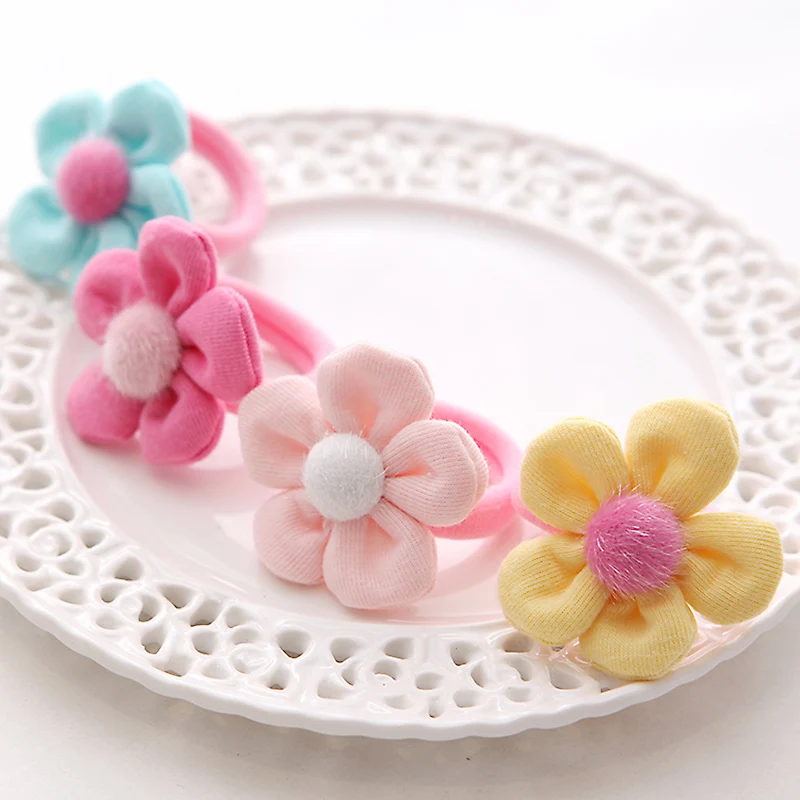 

M MISM Kids Good Gift Flower Hair Elastic Bands Girl's Hair Accessories Children Cotton Scrunchy Styling Tools Gum For Hair