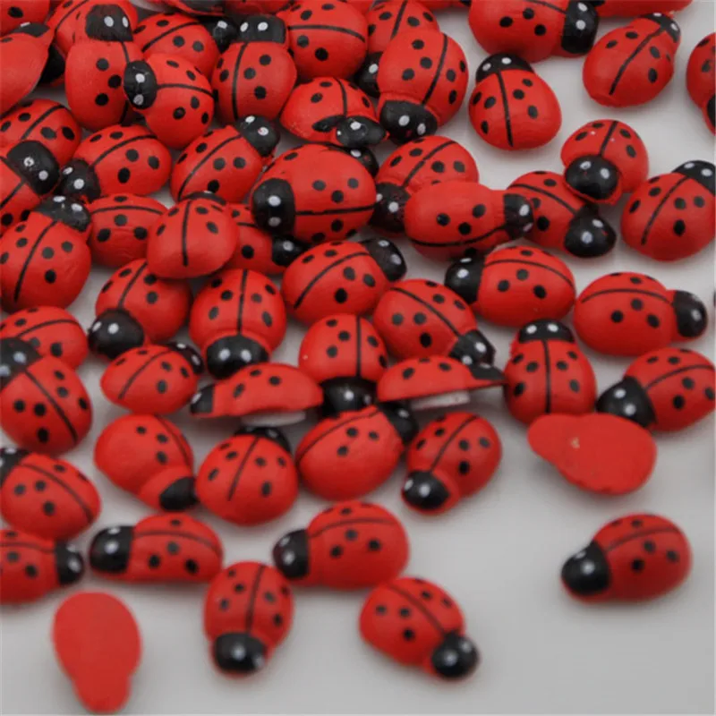 

10/50/100 pcs wooden ladybug Self-Adhesive stickers Easter fridge magnets for scrapbooking WB143