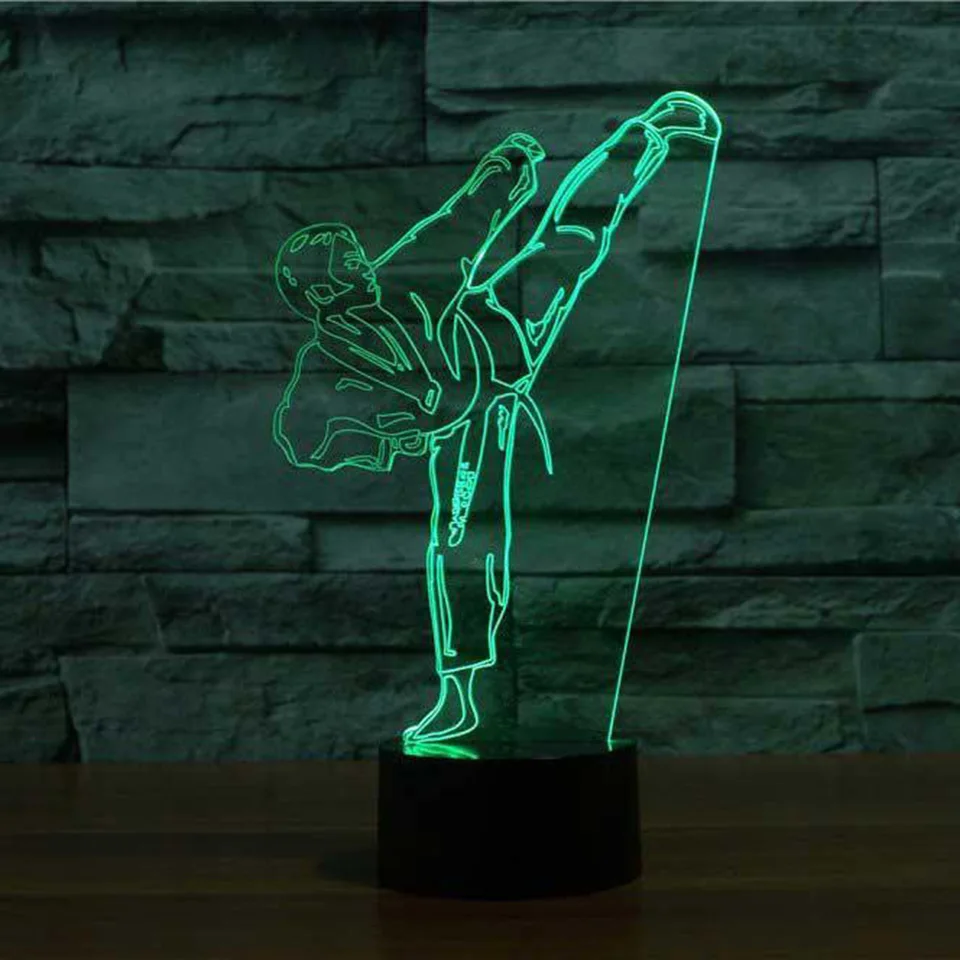 Creative Karate Shap Table Lamp USB 3D LED Taekwondo Night Light Lampara Bedroom Bedside Martial