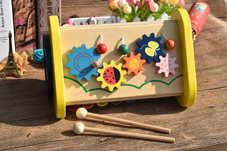 Детские деревянные комбинированные музыкальные инструменты игрушки, многофункциональный ударный инструмент, детская музыкальная игрушка