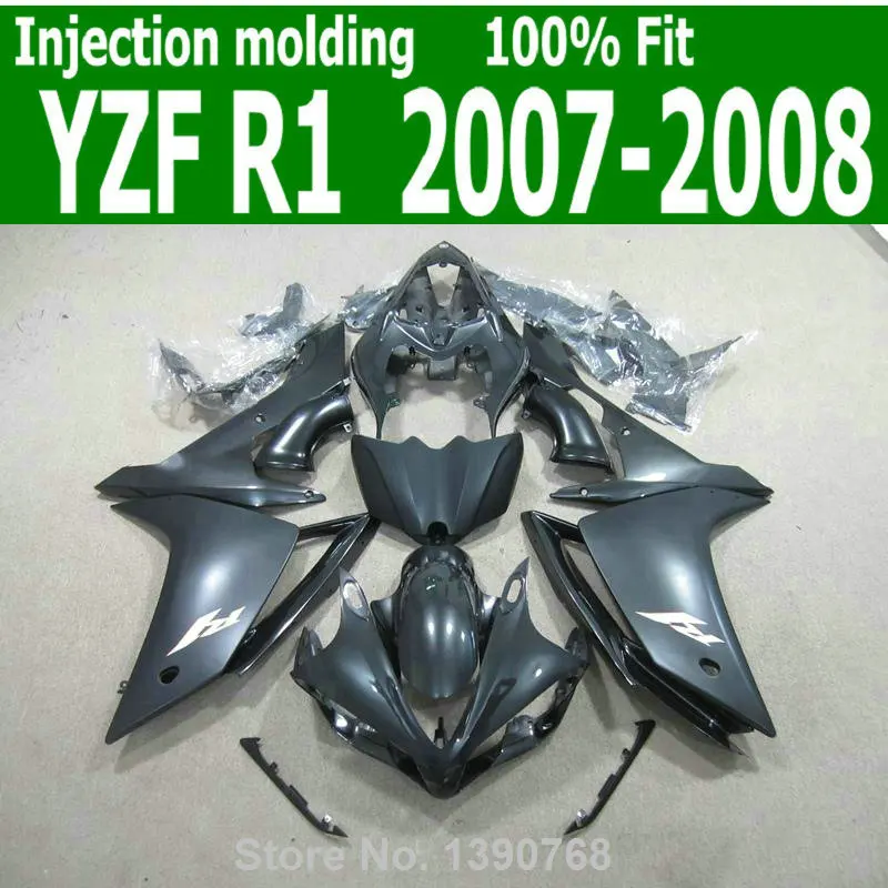 Abs Body Kits For Yamaha Yzf R1 07 2007 08 ( Pure Black ) High Quality Injection Fairing Kit