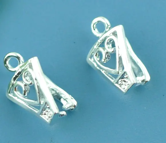 

Copper Pendant Bails Clips & Pendant Clasps Silver Plated 12mm( 4/8") x 8mm( 3/8"), 2 PCs