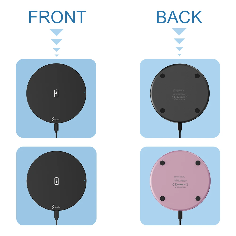 Swalle 15 Вт Qi Беспроводное зарядное устройство для iPhone X/XS Max XR 8 Plus Видимый элемент беспроводной зарядной площадки для samsung S9 S10+ Note 9 8