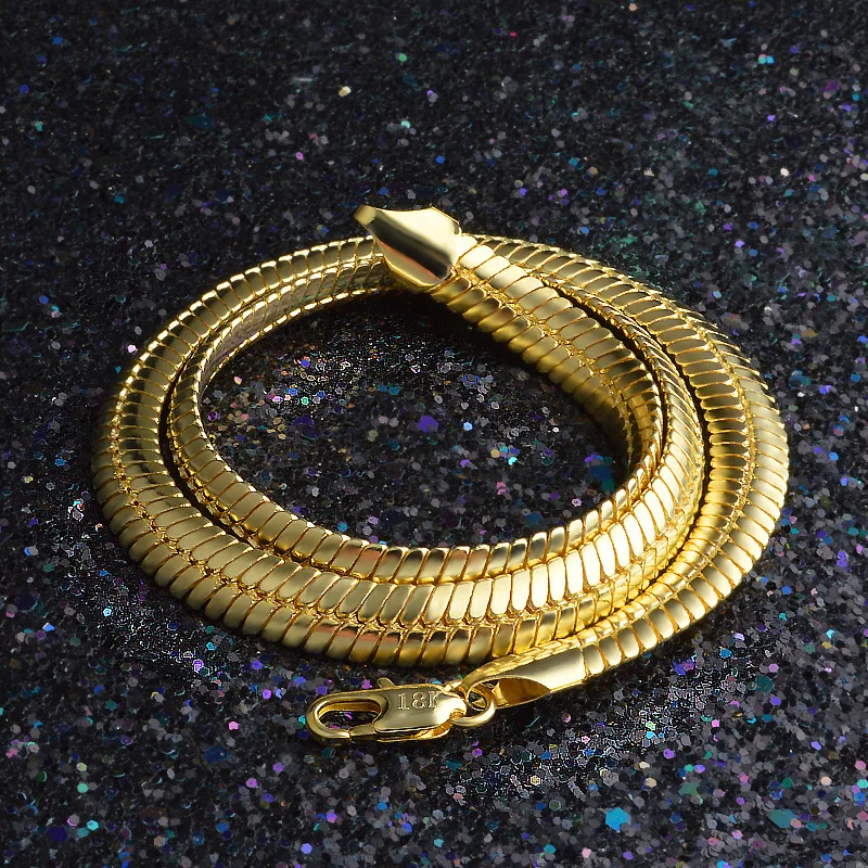 Punk Golden Snake Chain Necklace For Men Brass Male Cuban Link Chains