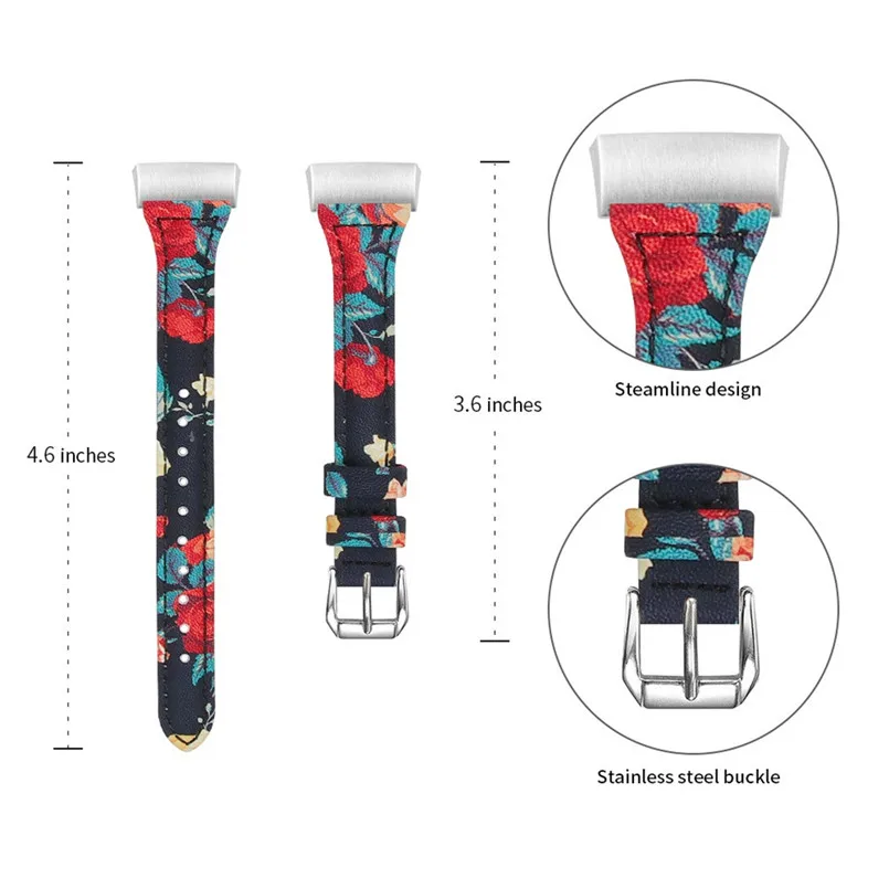 Replacement Accessories Leather Wristband Bands Wrist Straps forFitbit Charge 3 Watch Women Men 22mm 5.5-8.0 inch  40AP511