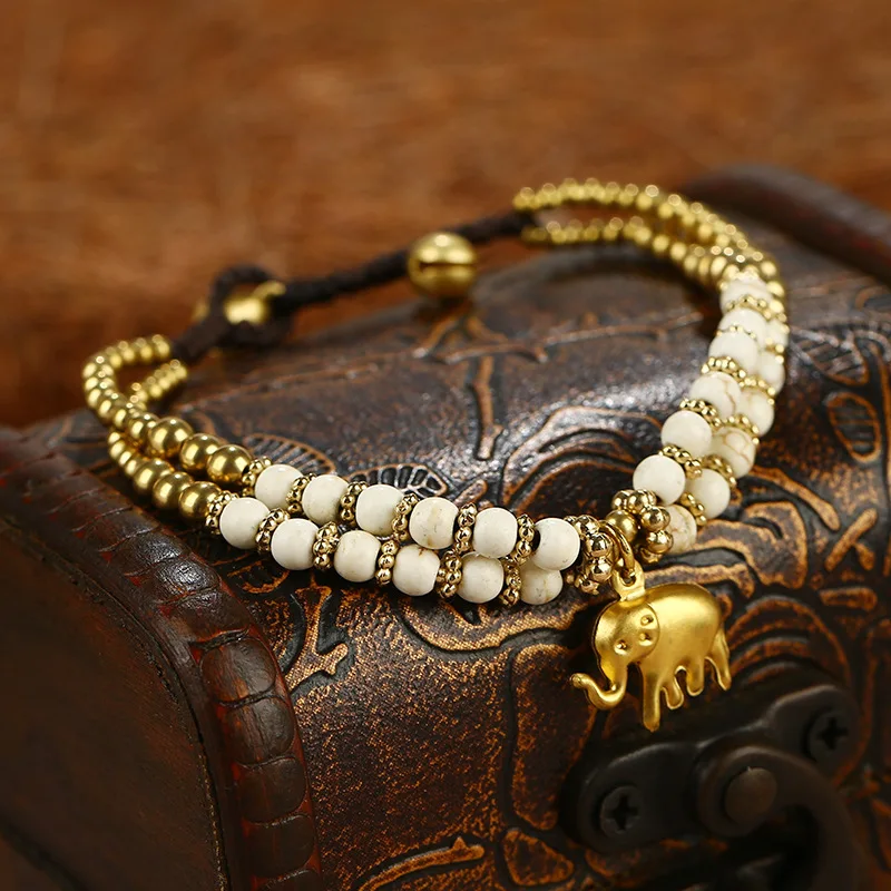 Good Luck Elephant Charm Bracelets Handmade Layered Bracelet Bohemia