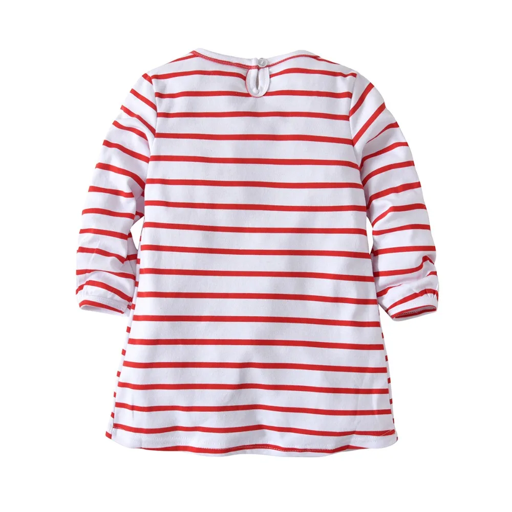 Baby Girls Merry Christmas Dress Kids Cotton Long Sleeve Santa Striped Princess Dresses Toddler Girl Appliques Vestido Clothes (2)