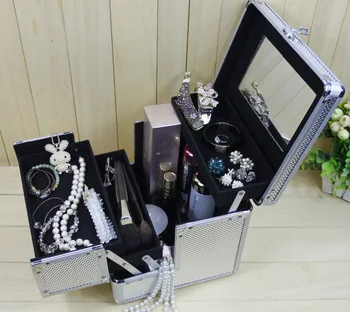 

Aluminum Cosmetic Case Large Capacity Portable Women Makeup Bags Travel Organizer Storagel Jewelry Box