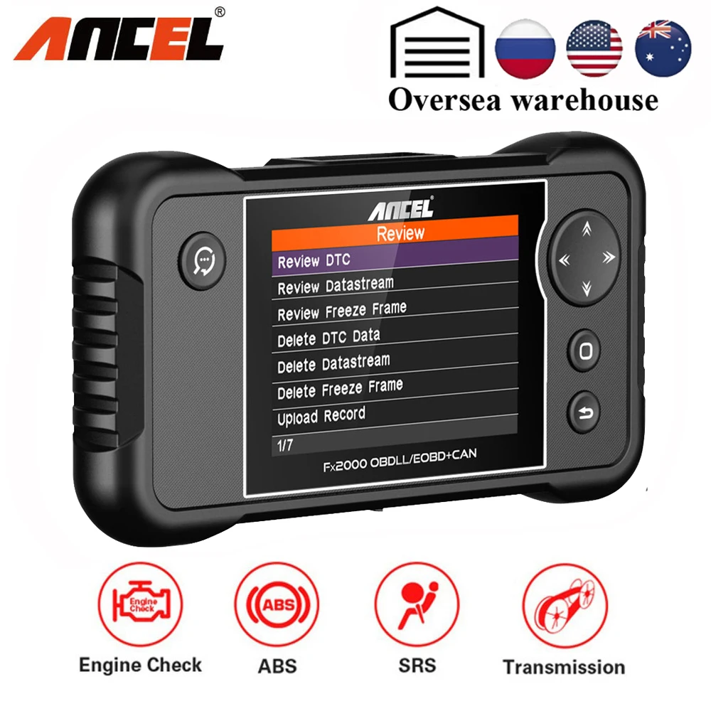 Ancel FX2000 OBD2 считыватель кодов OBDII сканер для двигателя/ABS/SRS/AT Поддержка 8 языков 46