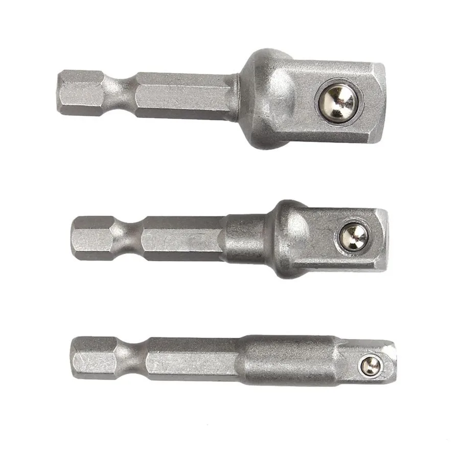 

3Pcs 1/4" 3/8" 1/2" Hex Wrench Sleeve Extension Bar Drive Power Drill Bit Socket Driver Adapter Set For Electric Screwdriver