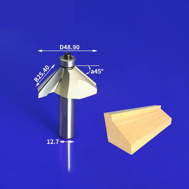 1 шт- ЧПУ твердосплавный деревообрабатывающий фрезерный станок, фрезерный станок по дереву, 45 градусов V бит коническая Концевая фреза, нож для снятия фаски - Длина режущей кромки: 12.7mm x 25.4mm