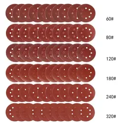 60 шт. 5 "дюймов наждачная бумага круглой формы песок Бумага для полировки 60 80 120 180 240 320 Грит