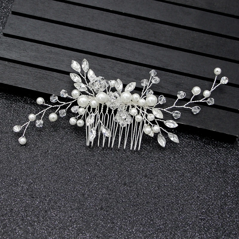 

Bride Comb Women Pearl Jewelry Hair Ornaments Bridal Wedding Elegant Headpieces
