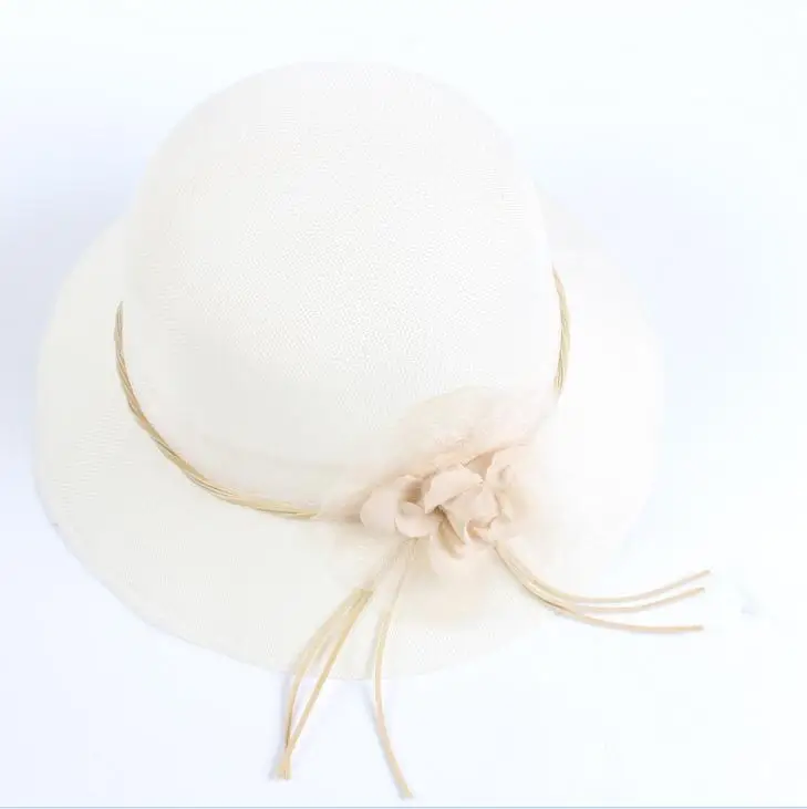 Модная женская льняная летняя шляпа с широкими полями и цветочным рисунком, складные одноцветные шляпы для защиты от УФ-лучей - Цвет: white