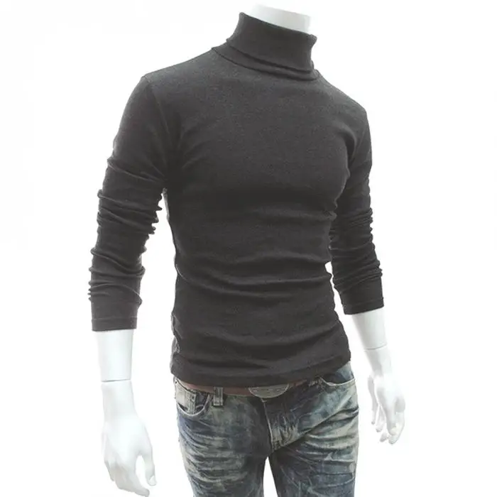 Повседневная мужская Трикотажная одежда с длинным рукавом на осень и зиму, приталенный базовый пуловер с воротником-стойкой, топы, XIN