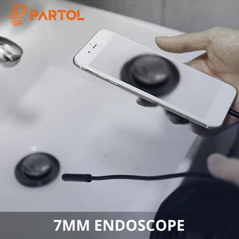 

Partol 7mm Lens Waterproof Mini Android Endoscope 2M USB Camera Cable Snake Tube Inspection Borescope 6 LED for Android Phone PC