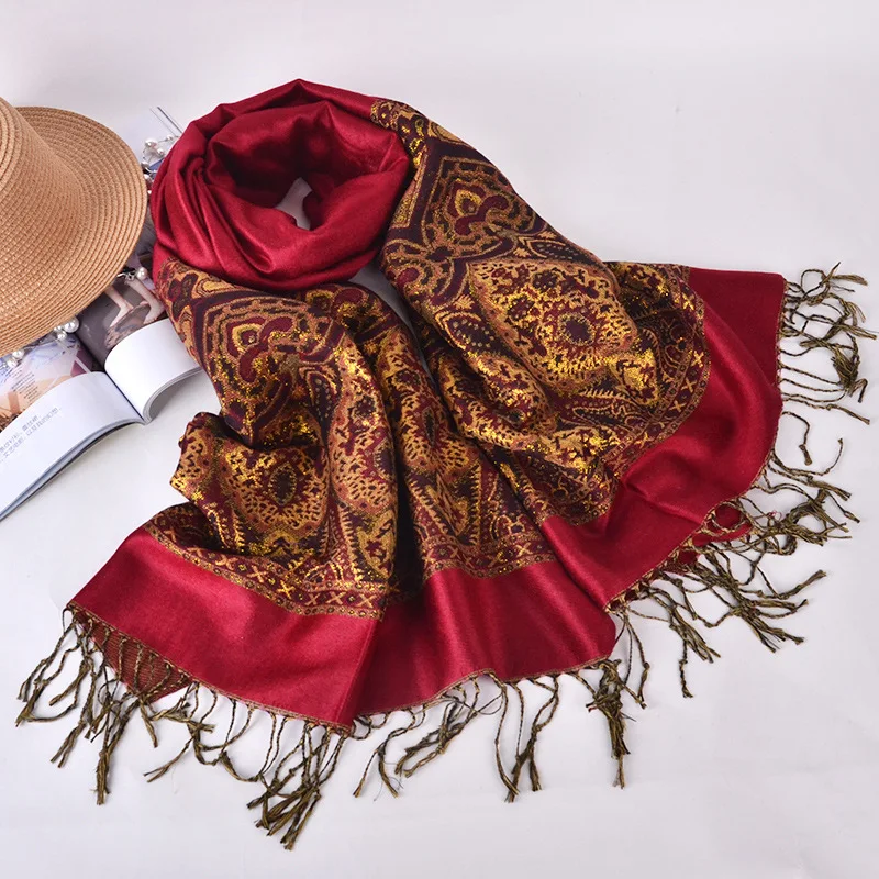 

2017 fashion brand woman scarf bohemian floral embrodiery Jacquard scarf long wide women scarves long tassel scarf 180*70cm