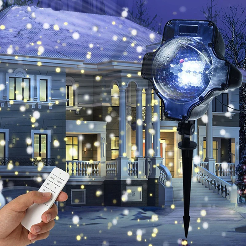 

Christmas Snowflake Laser Light Snowfall Projector IP65 Moving Snow Outdoor Garden Laser Lamp For New Year Party