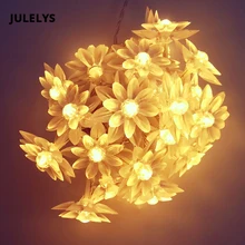 JULELYS 10M 80 Bulbs Lotus Fairy Lights LED Garland Battery Powered LED Light Gerlyanda Christmas Room String Lights Decoration JULELYS 10M 80 Bulbs Lotus Fairy Lights LED Garland Battery Powered LED Light Gerlyanda Christmas Room String Lights Decoration