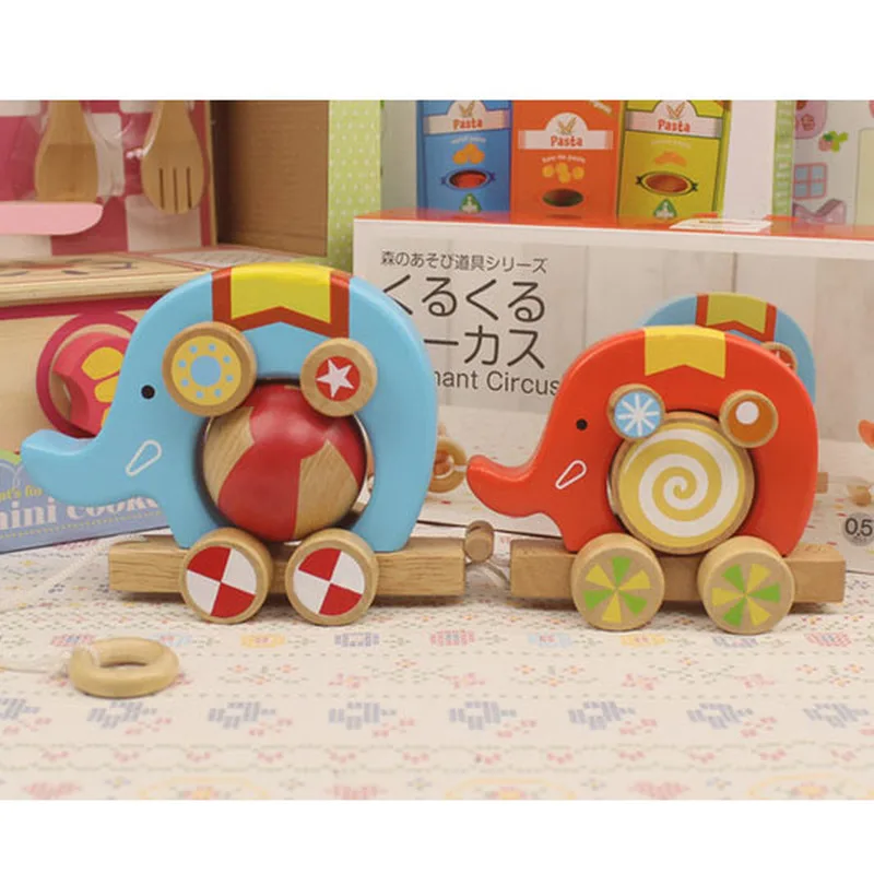 New 2 Pieces Elephant Haulers Fun Roller Design Toddler Children's Educational Toys Children's Cognitive Clockwork Toy