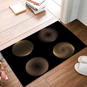 

Classic Stereoscopic Circle Pattern Black And Yellow Door Mats Kitchen Floor Bath Entrance Rug Mat Absorbent Indoor Bathroom
