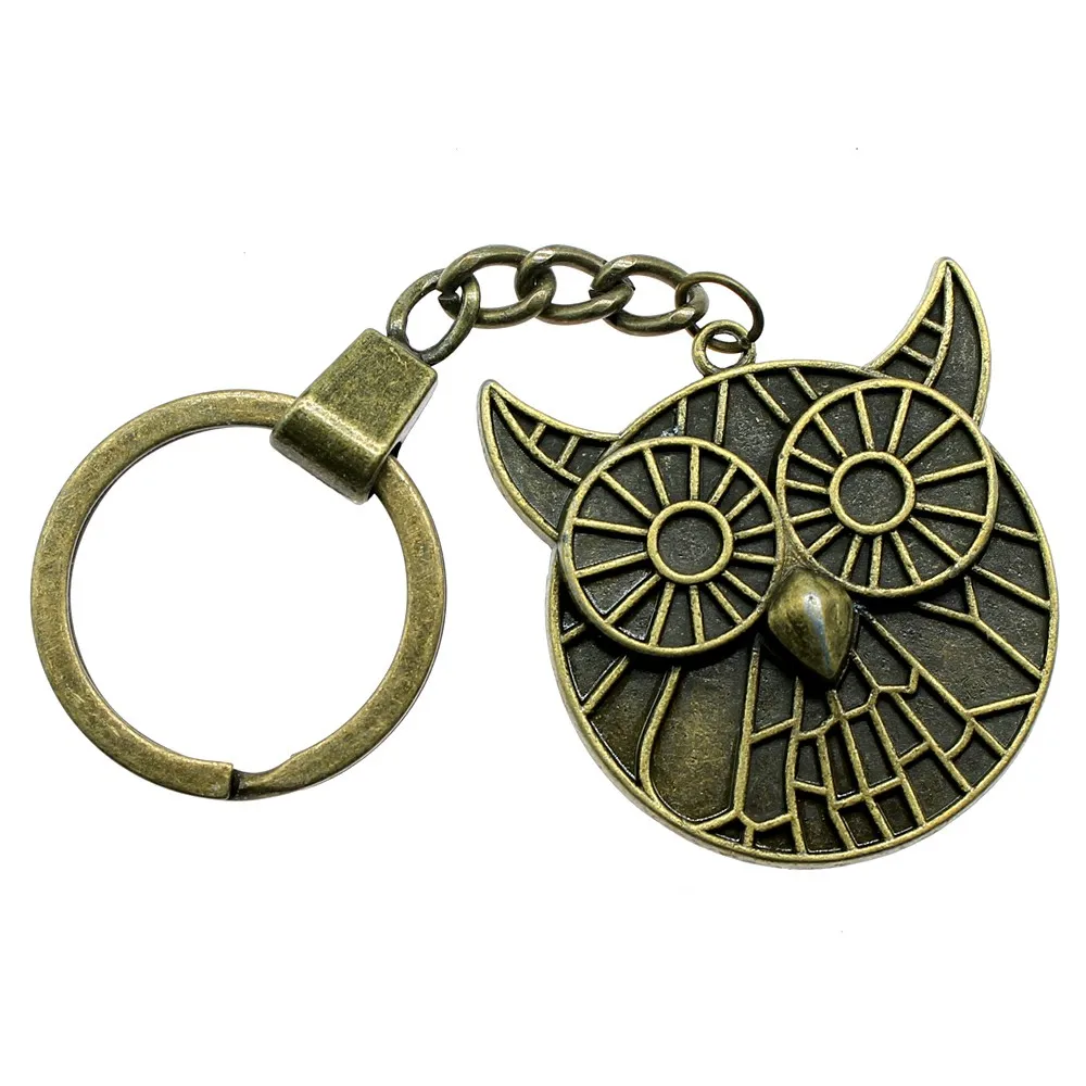 

Men Jewelry Key Chain Party Gift Keychains Dropshipping Jewelry 41x38mm Big Owl Antique Bronze Key Rings